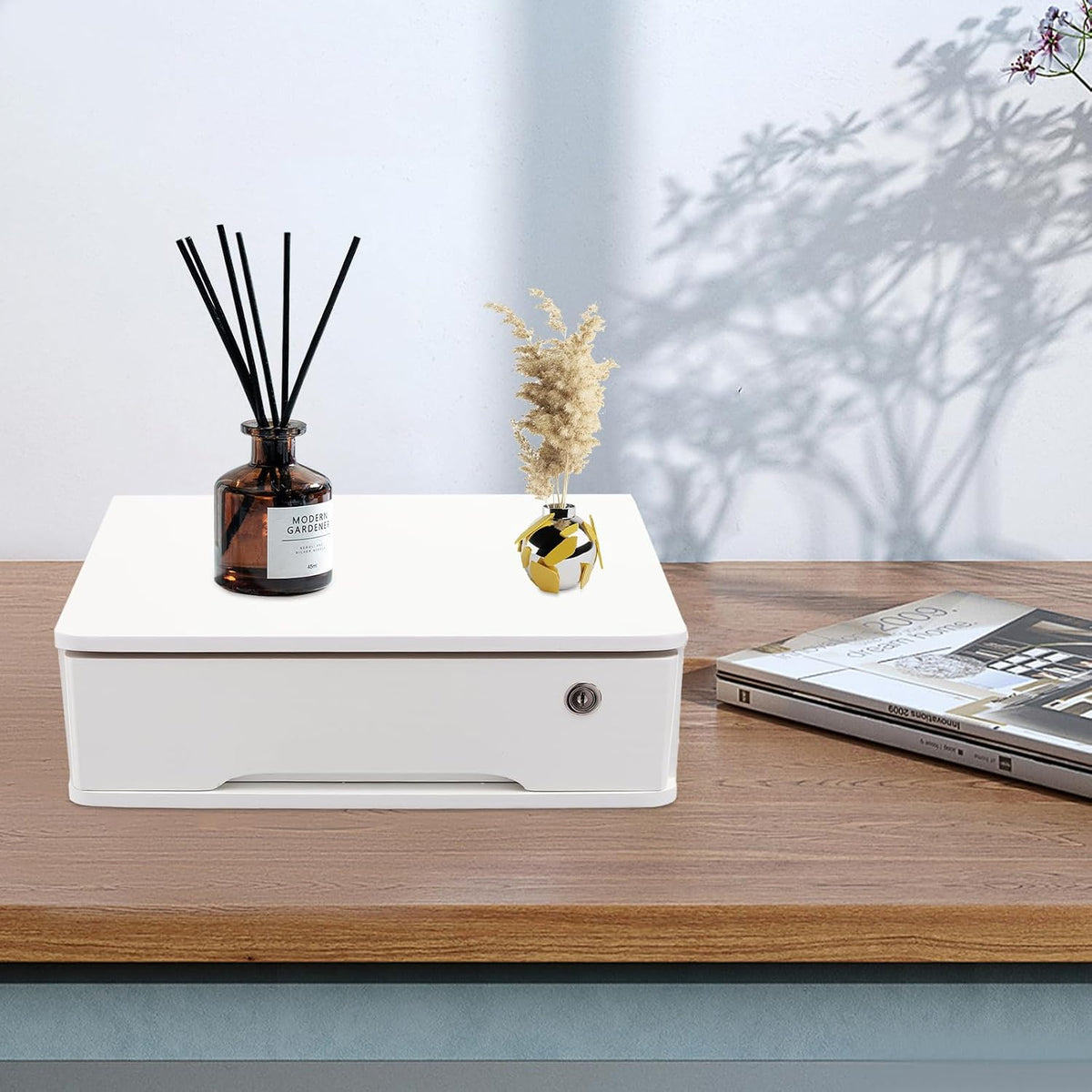 White Locking Storage Drawer - view 4