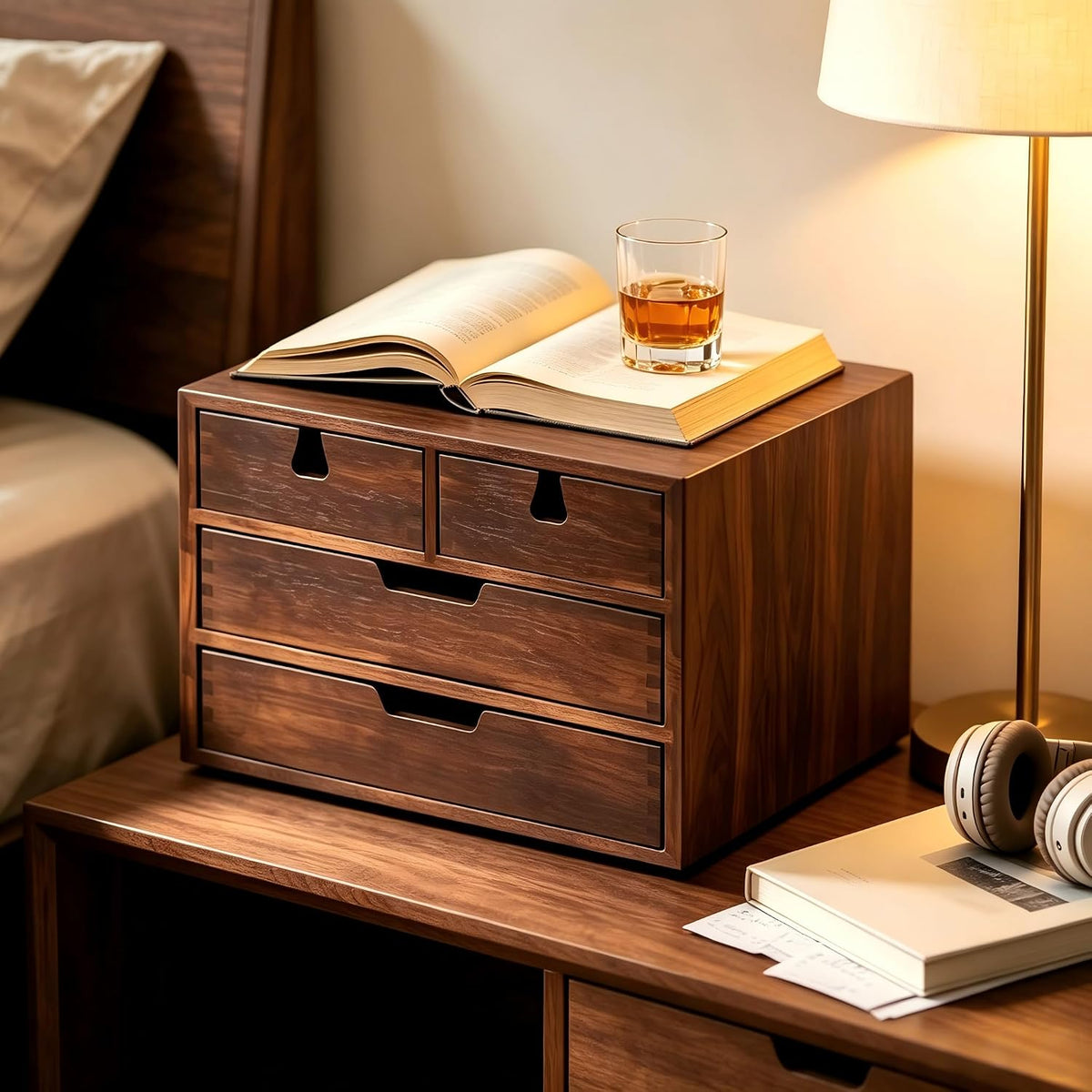 Dark Wooden Desktop Drawer Organizer - view 4