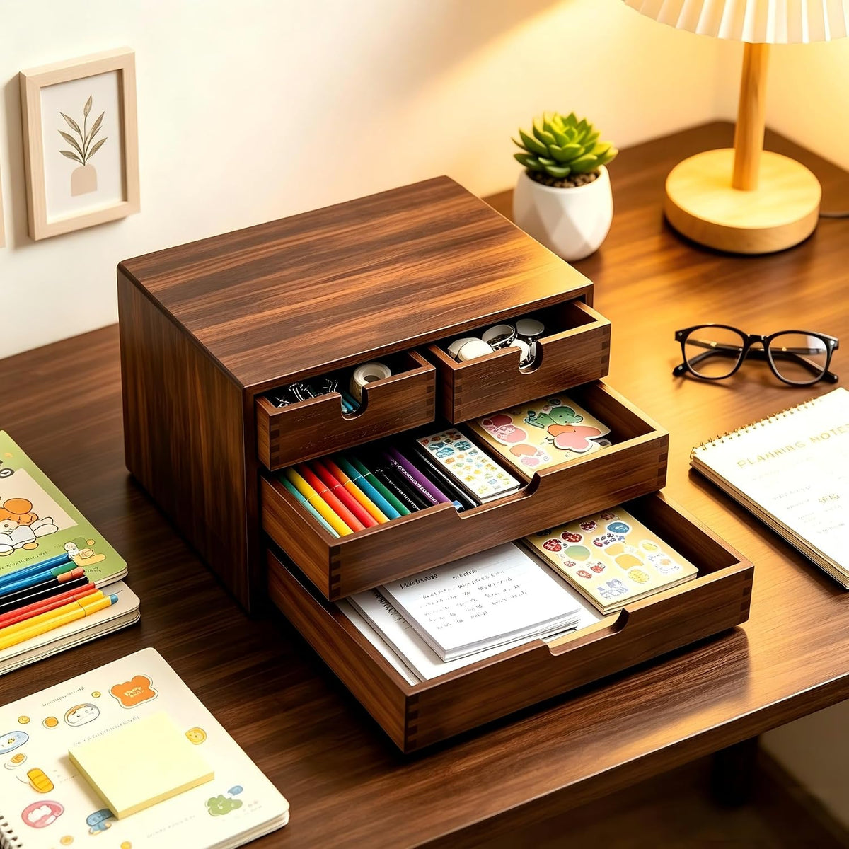 Dark Wooden Desktop Drawer Organizer - view 3