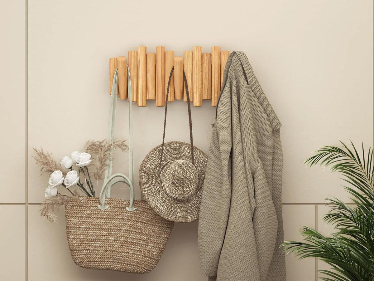 Folding Wooden Wall Hook Rail - view 3