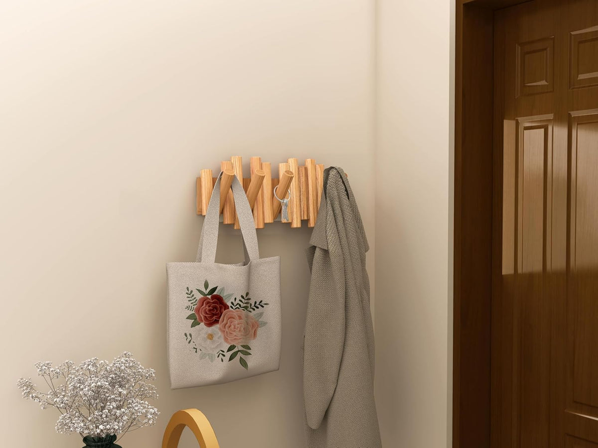 Folding Wooden Wall Hook Rail - view 4
