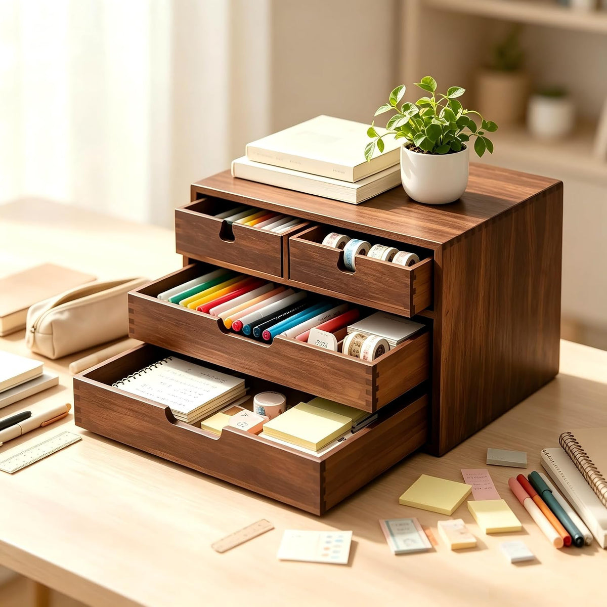 Dark Wooden Desktop Drawer Organizer - view 2