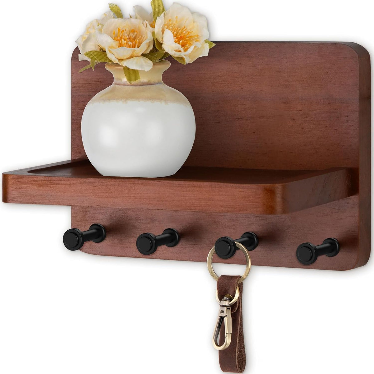 Dark Wooden Key Shelf - view 1