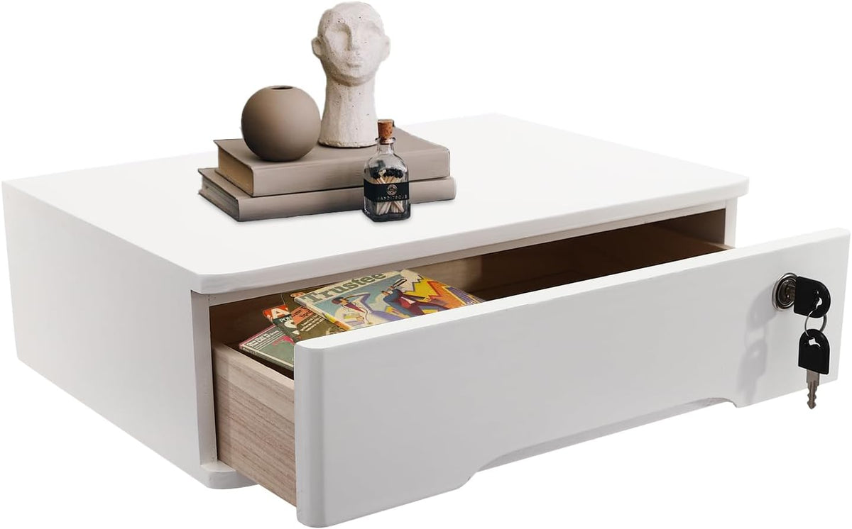 White Locking Storage Drawer - view 1