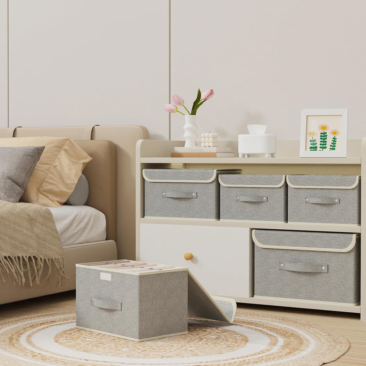 Gray Storage Box with Flap Lid - view 2