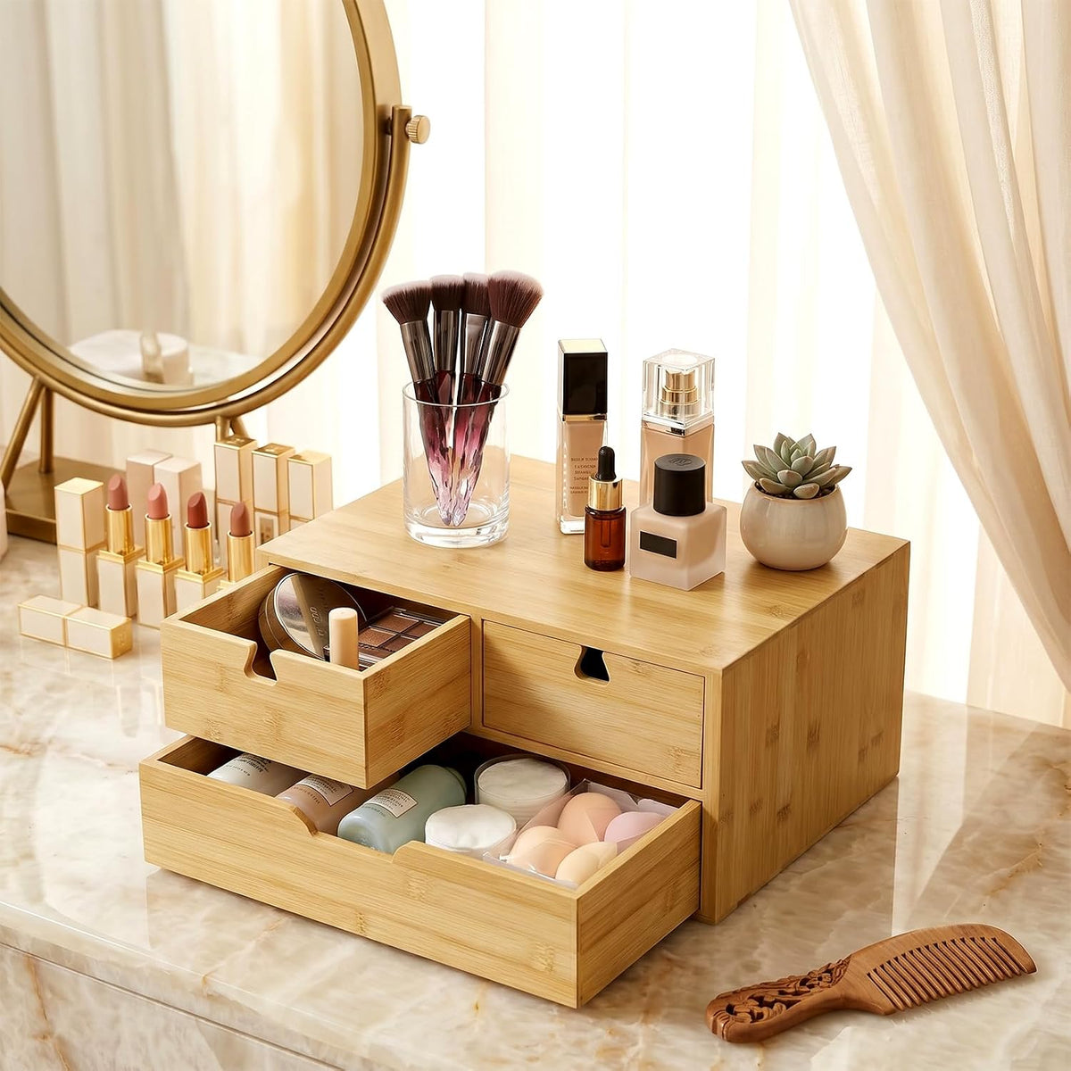 Bamboo Desktop Drawer Organizer - view 3