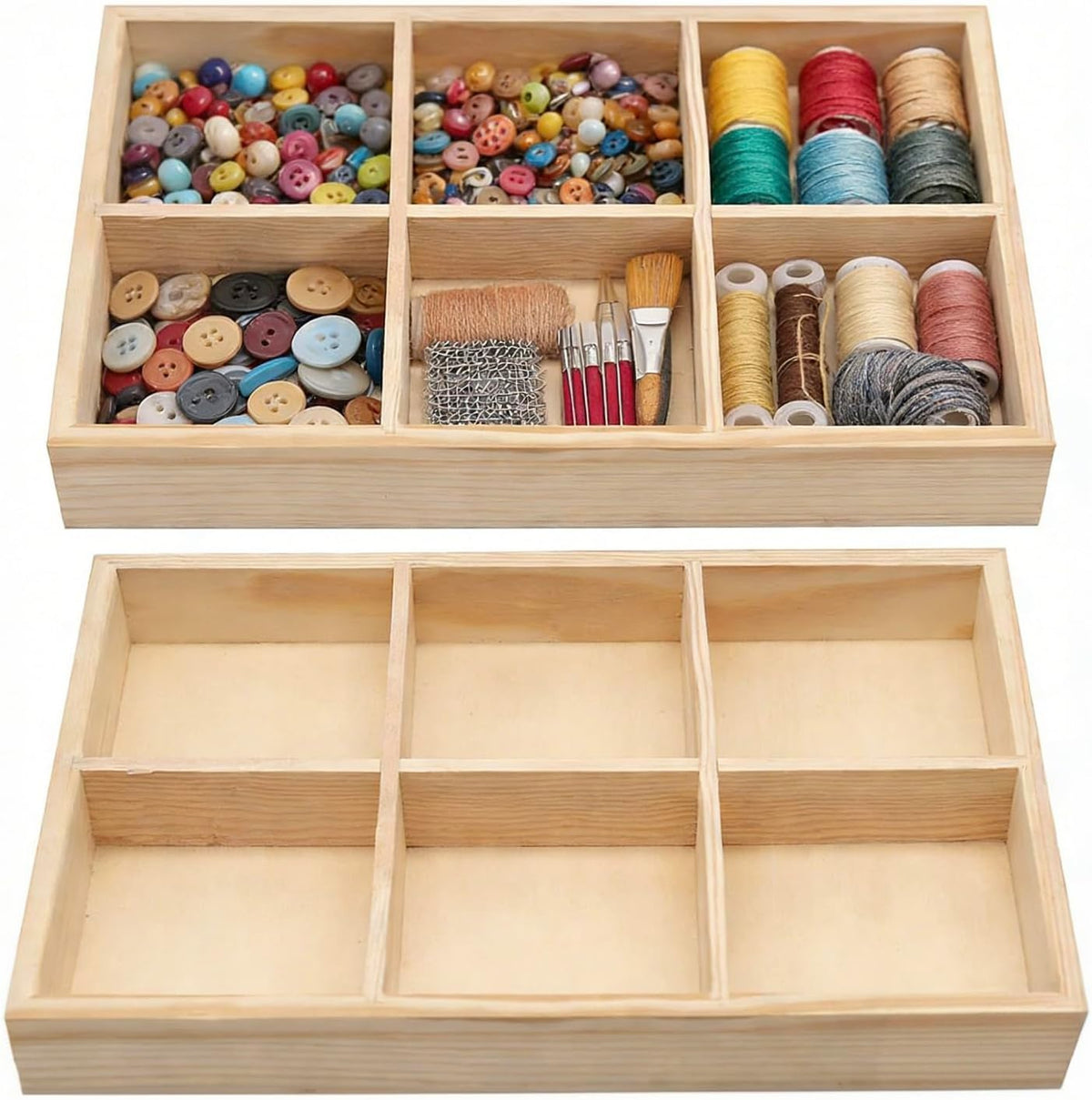 Divided Wooden Drawer Tray - view 1