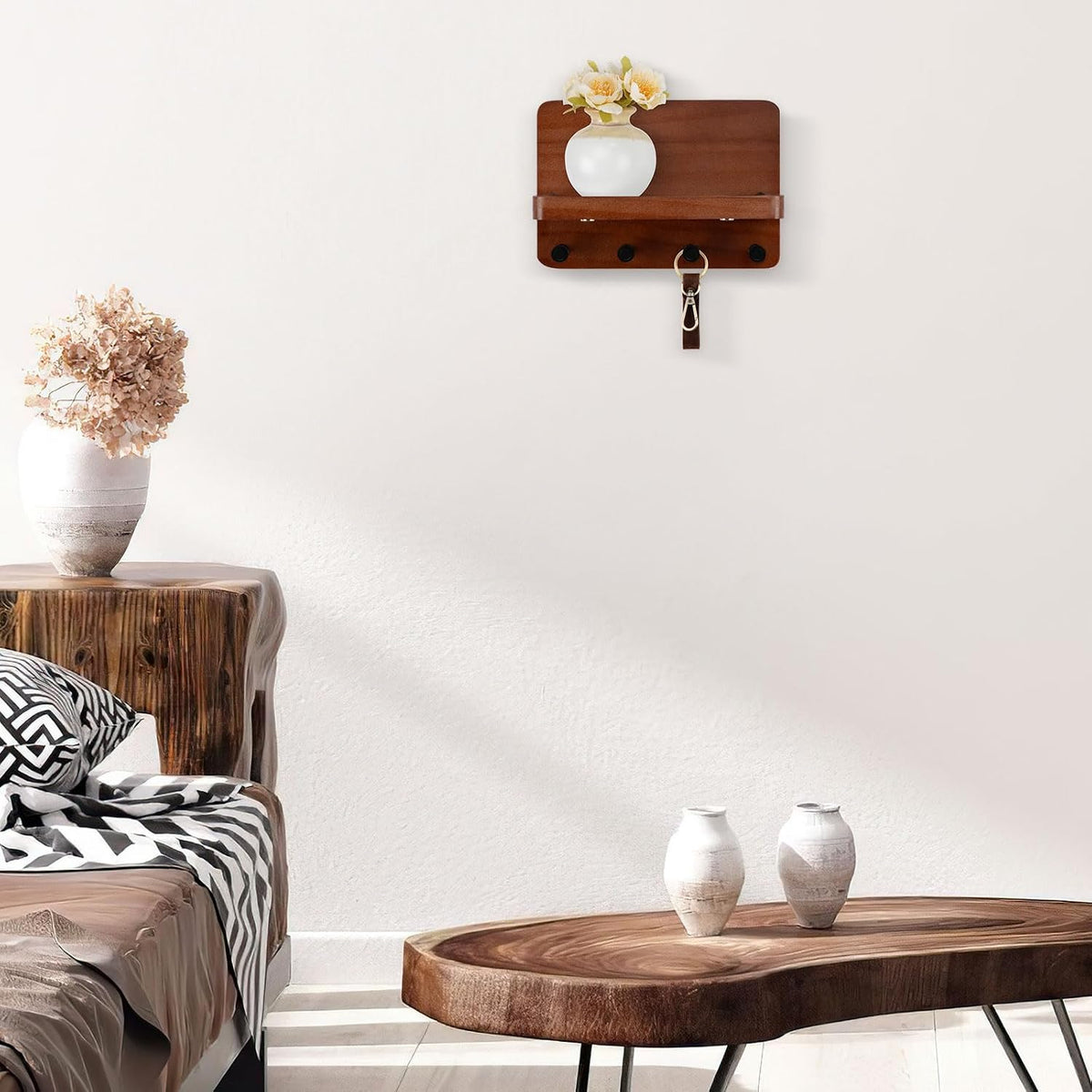 Dark Wooden Key Shelf - view 2