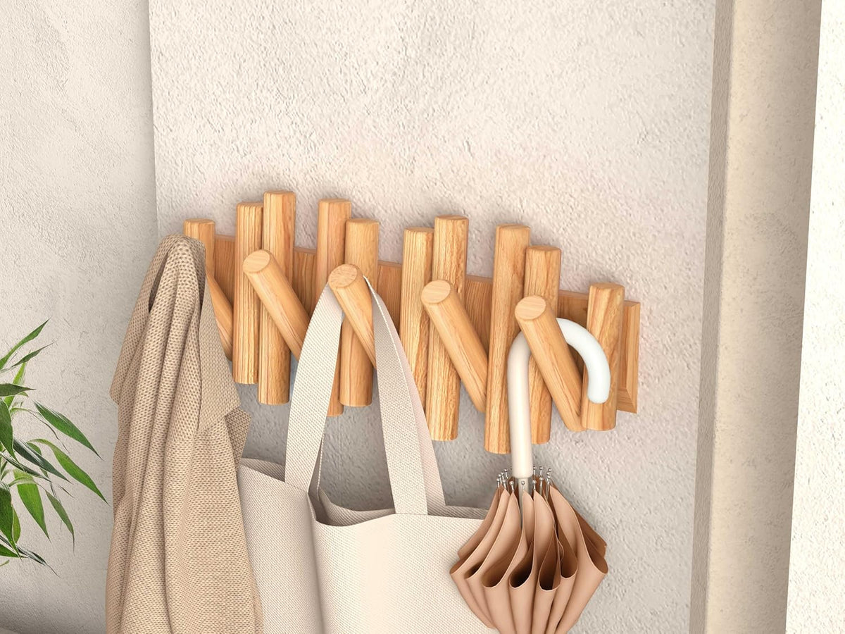 Folding Wooden Wall Hook Rail - view 2