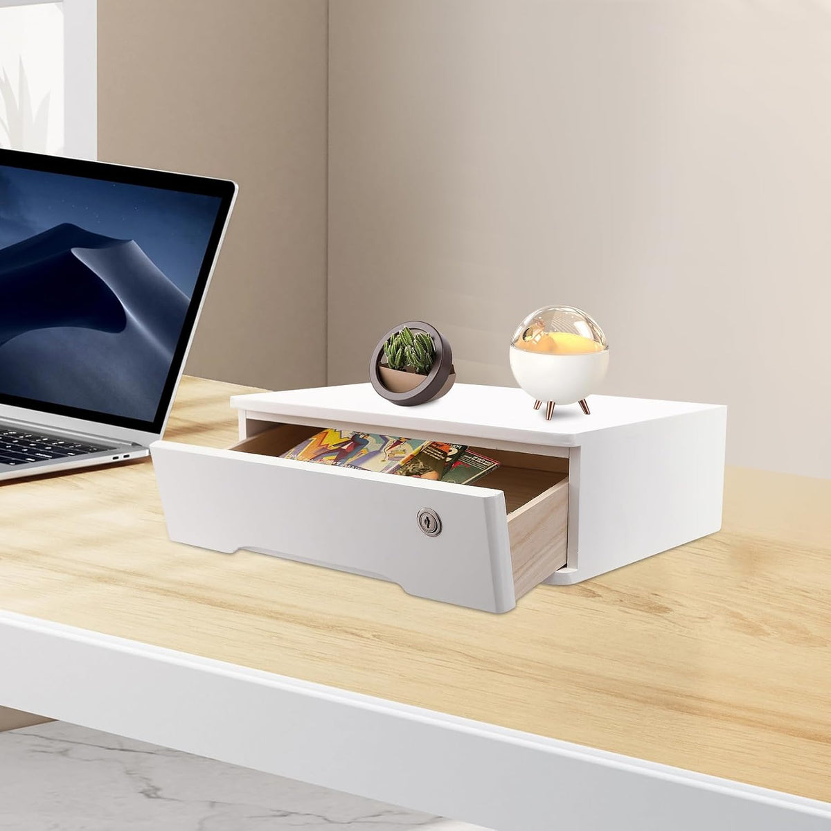 White Locking Storage Drawer - view 3