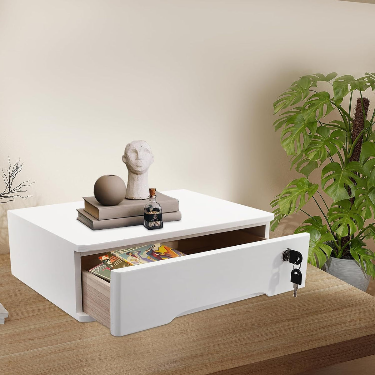 White Locking Storage Drawer - view 2
